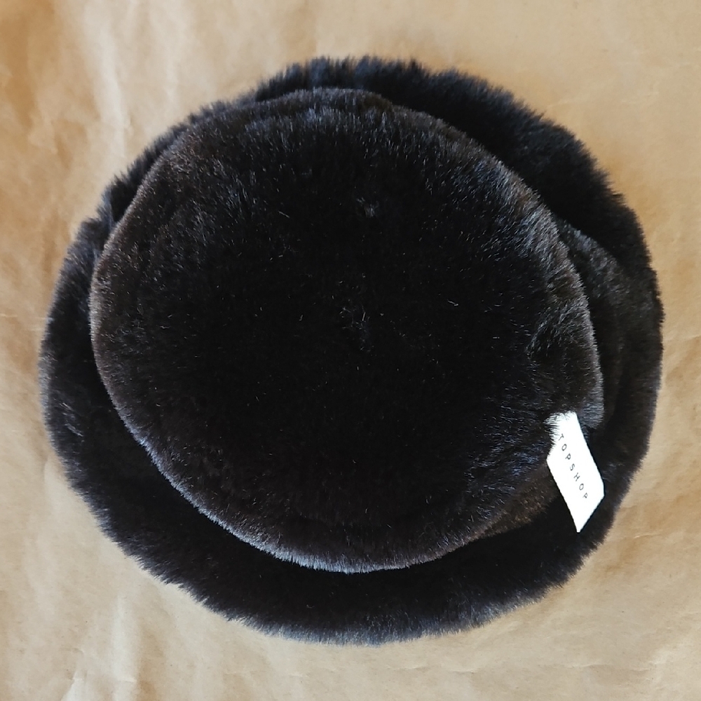 Topshop Black Furry Bucket Hat
